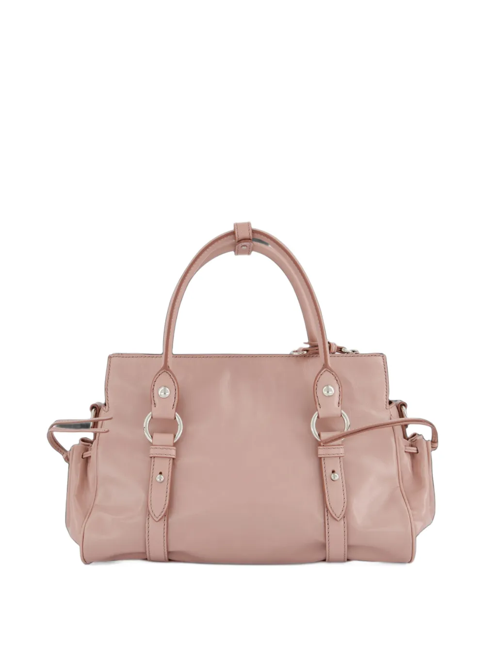 Miu Miu glossy embossed-logo tote bag - Rose