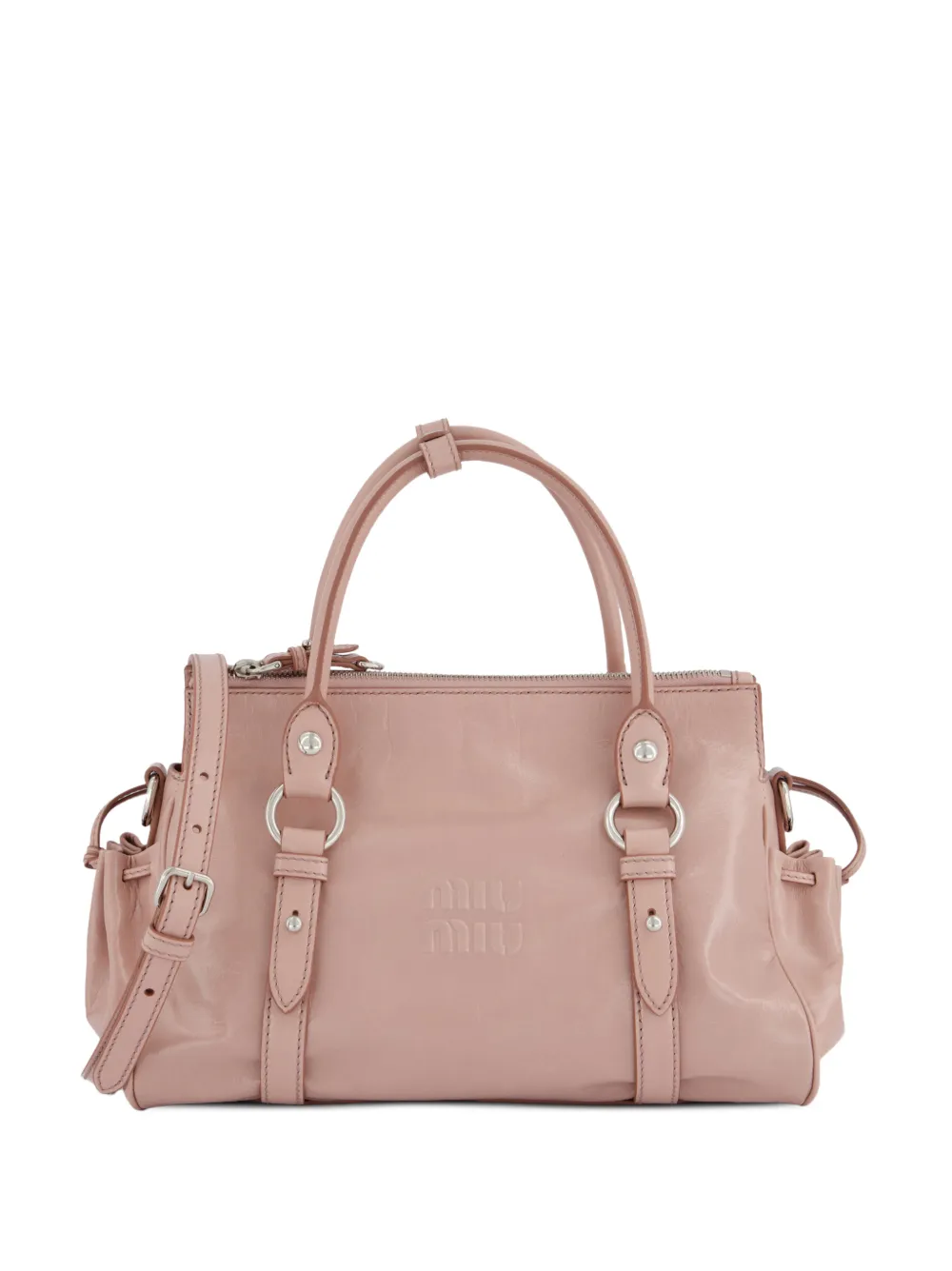 Miu Shopper met glanzend logo-reliëf Roze
