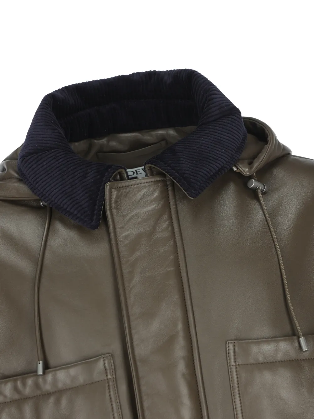 LOEWE corduroy-collar hooded jacket Groen