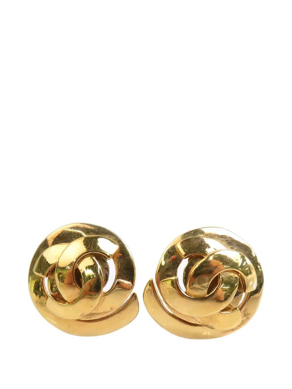 CHANEL Pre-Owned 1995 CC Gold Plated Swirl Clip on Earrings costume earrings