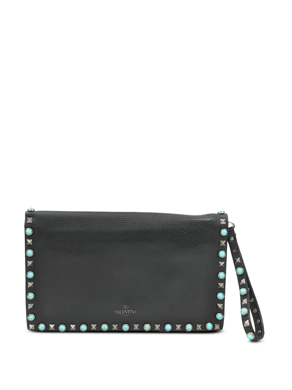Valentino Garavani Pre-Owned 2000-2017 Leather Rolling Rockstud Wristlet clutch bag - Schwarz