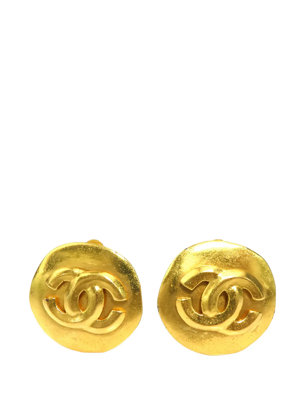 CHANEL Pre-Owned 1996 CC Gold Plated Round Clip on Earrings costume earrings
