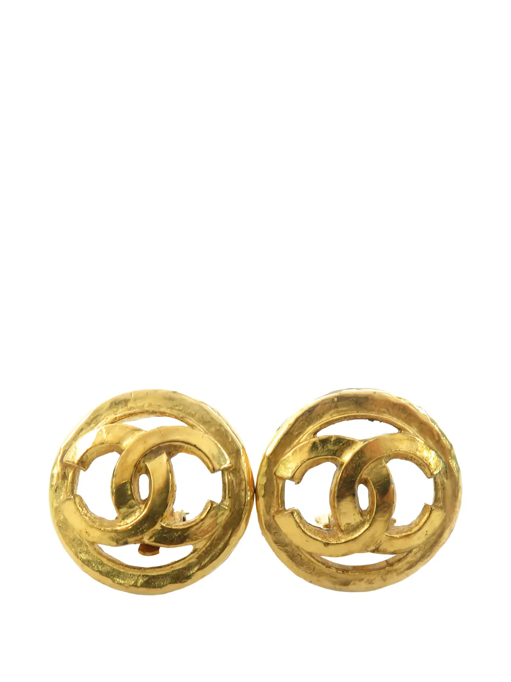 CHANEL Pre-Owned 1994 CC Gold Plated Round Clip On Earrings costume earrings