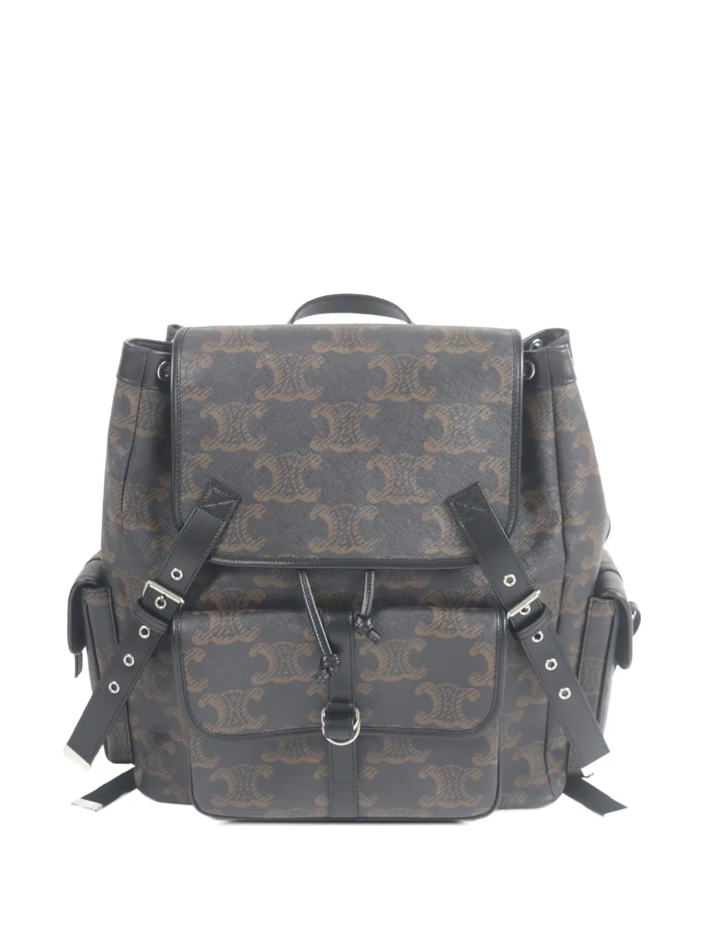 Celine Pre-Owned 2021-2026 Large Triomphe Coated Canvas backpack - Braun