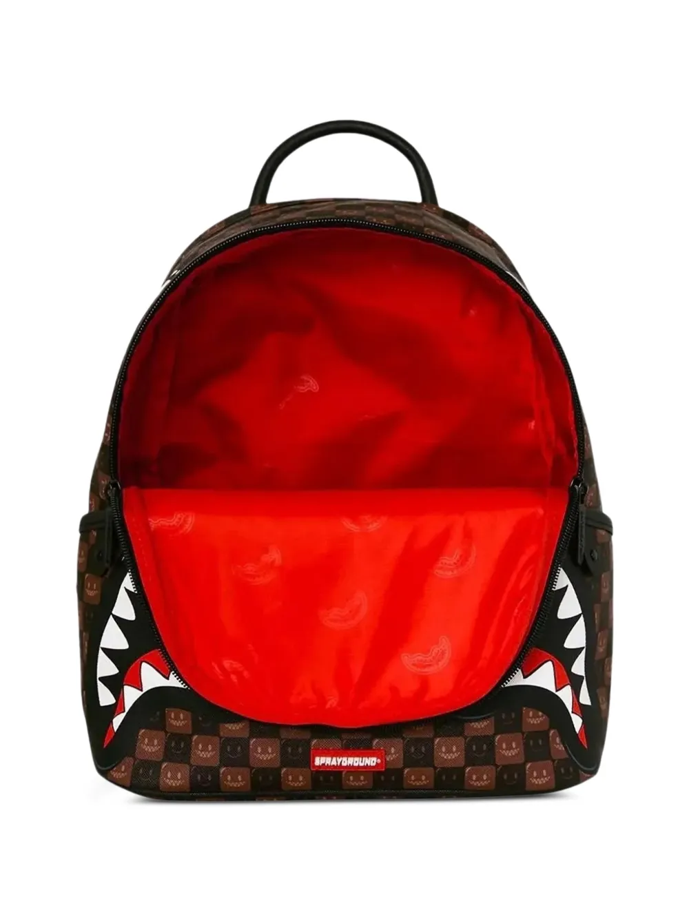 Sprayground Shark in Paris Grin & Grind geruite rugzak Bruin