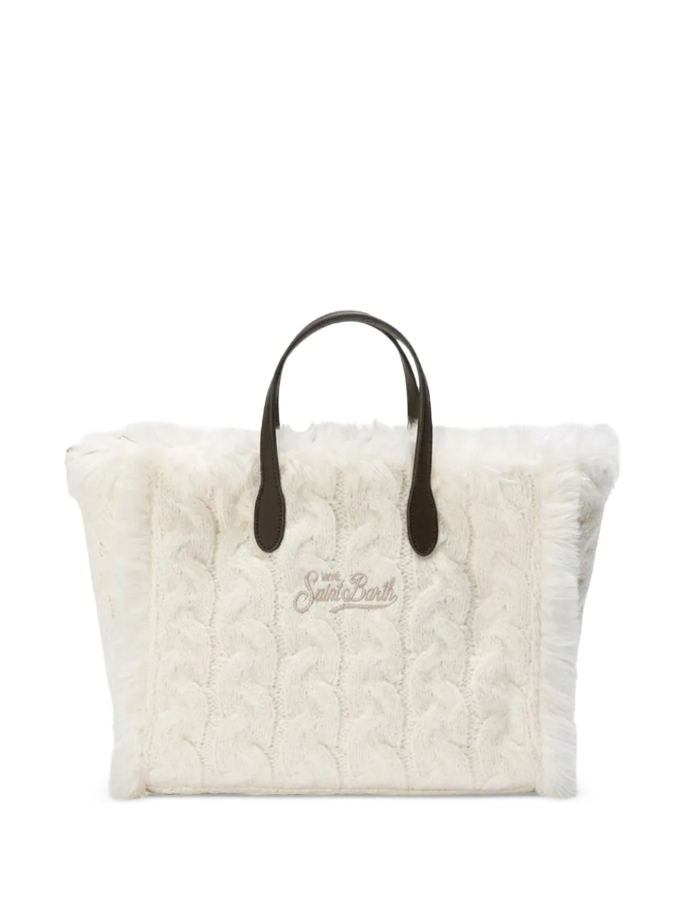 MC2 Saint Barth Kids Colette kabelgebreide shopper Beige