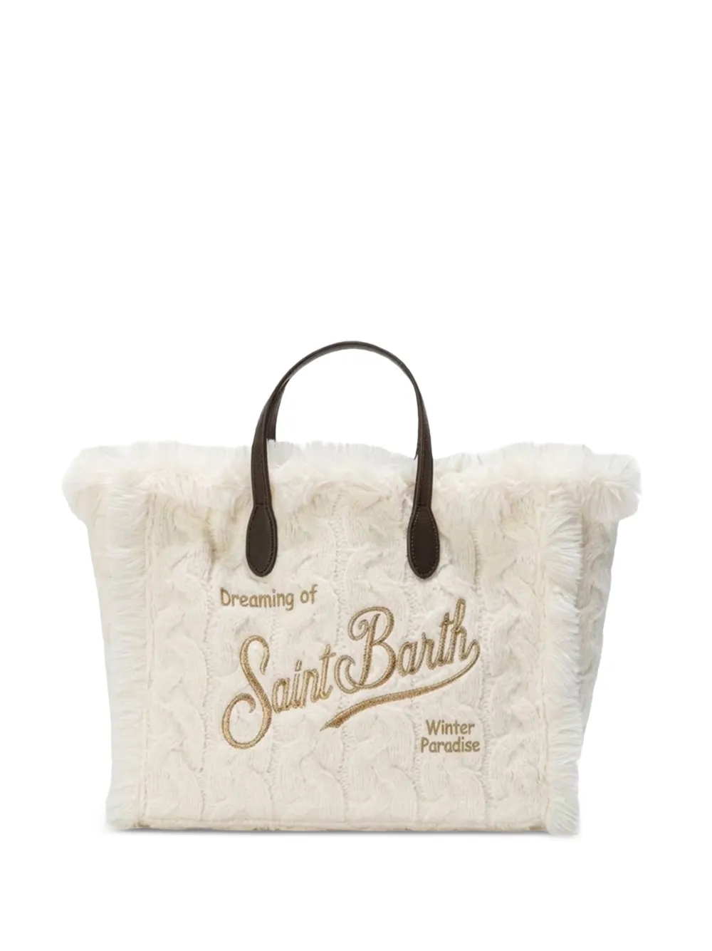 MC2 Saint Barth Kids Colette kabelgebreide shopper Beige