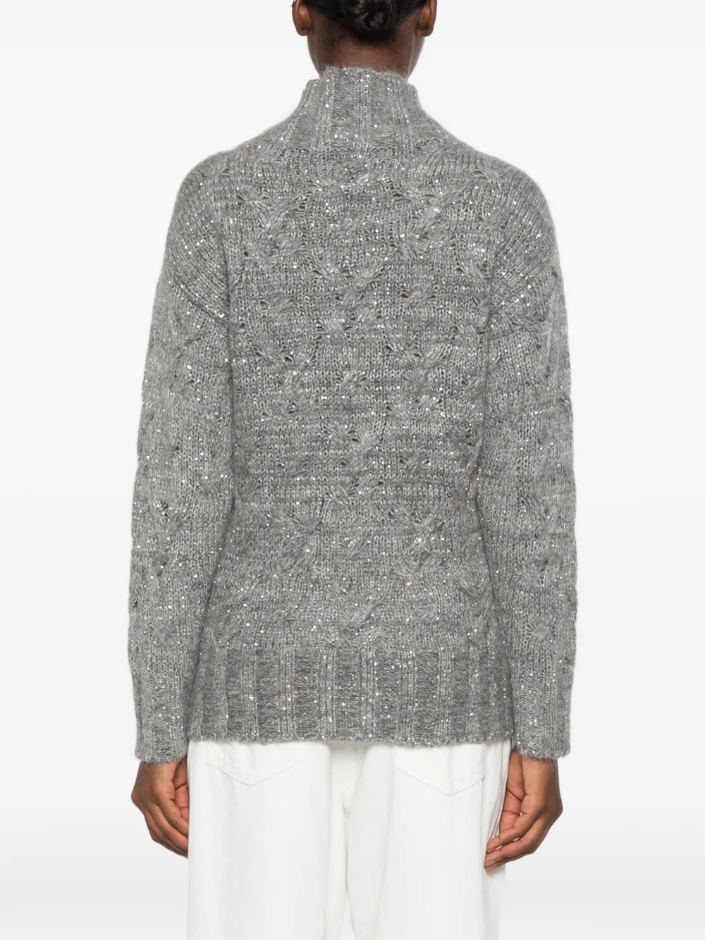 Fabiana Filippi sequin-embellished cable-knit sweater Grijs
