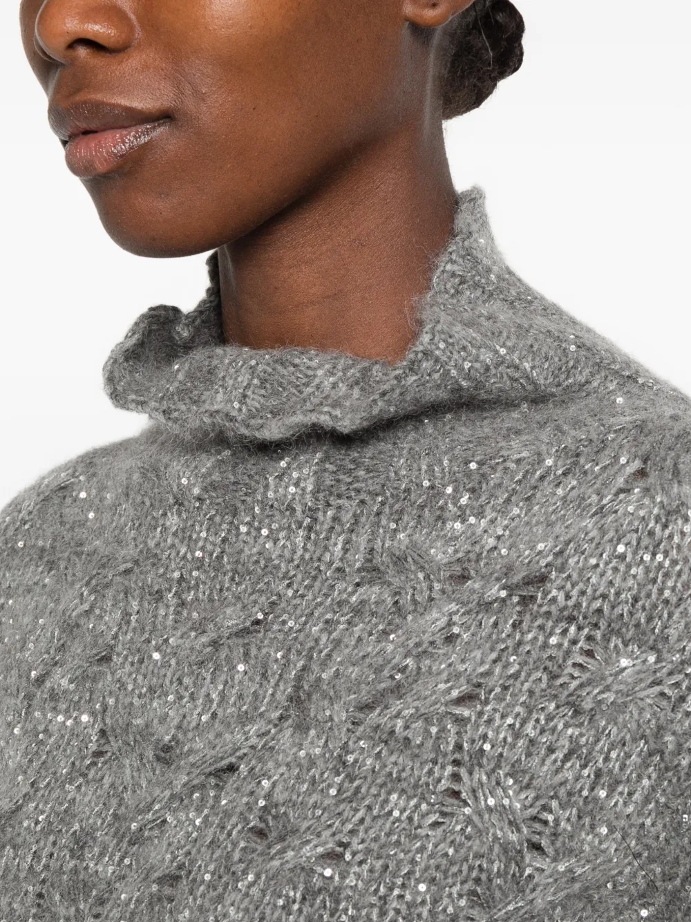 Fabiana Filippi sequin-embellished cable-knit sweater Grijs