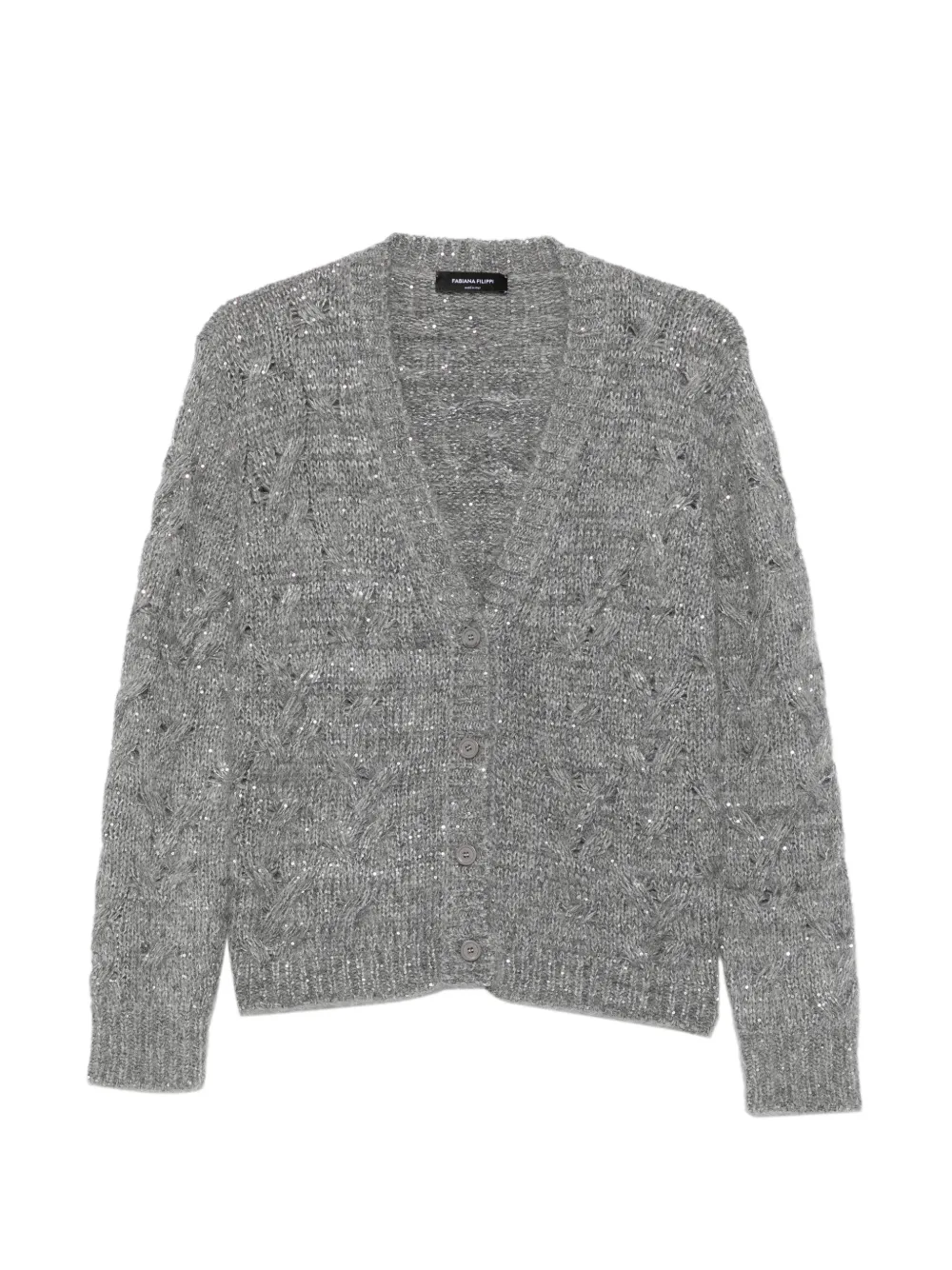 Fabiana Filippi sequin-embellished cable-knit cardigan Grijs