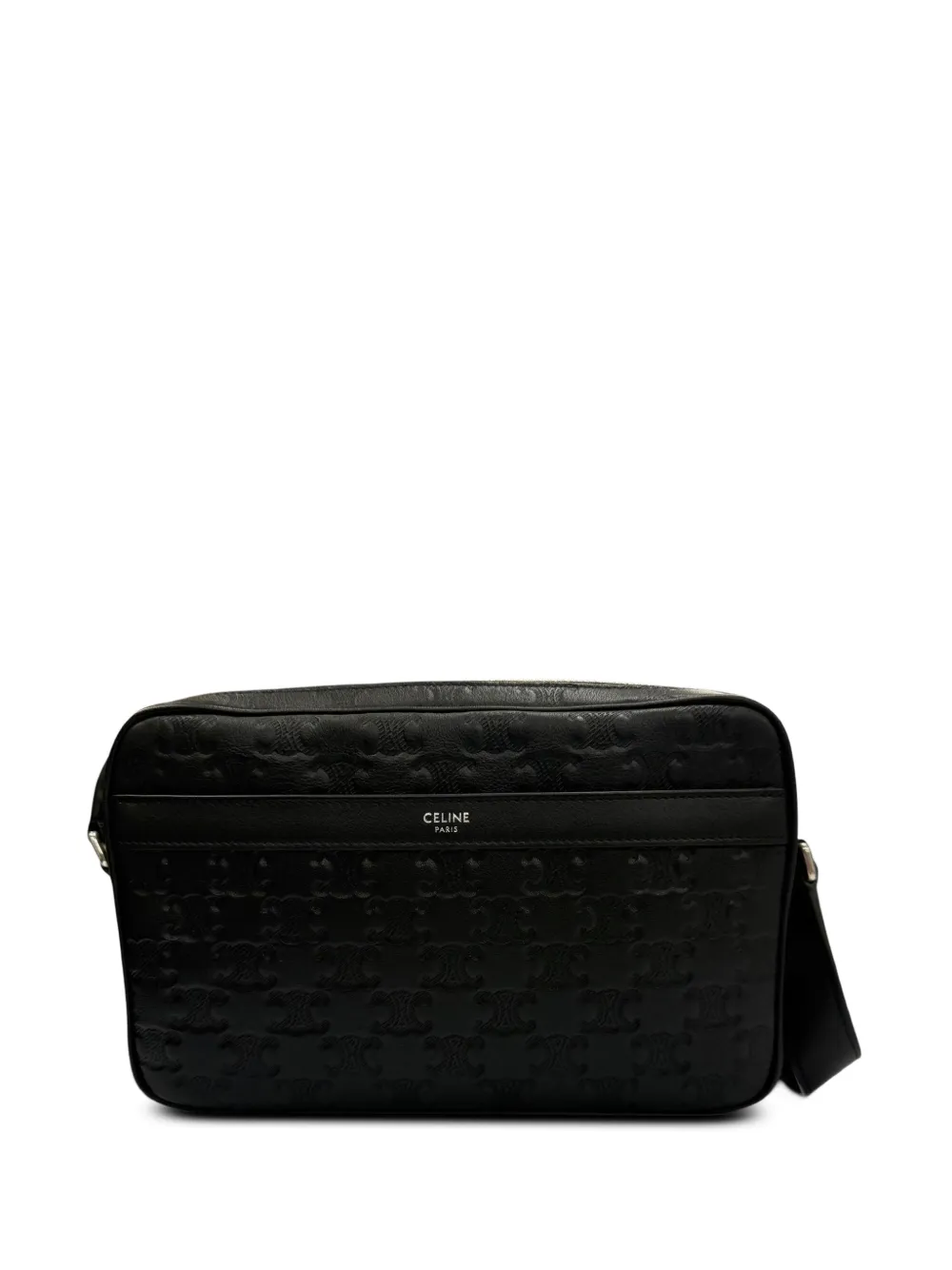 Celine Pre-Owned 2020-2024 Medium Triomphe Embossed Calfskin Messenger Bag crossbody bag - Schwarz