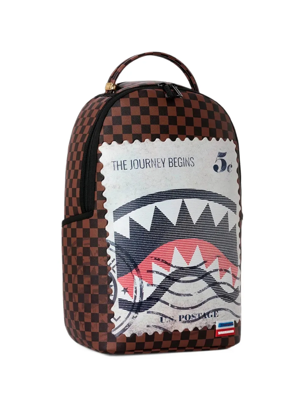 Sprayground USPS Shark Stamp rugzak met grafische print Bruin