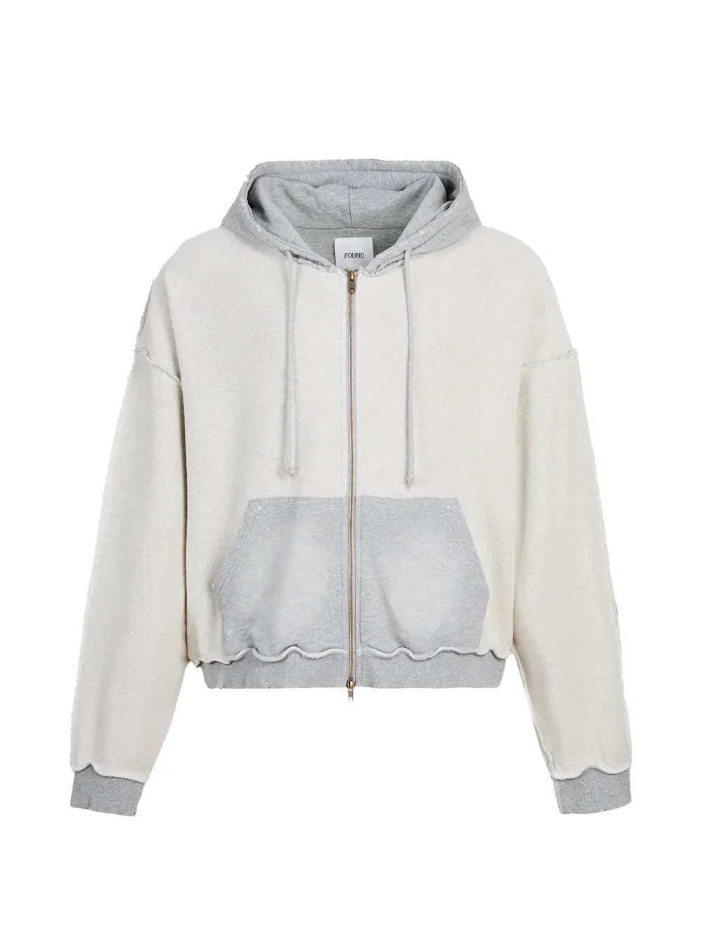 FOUND distressed-effect zip-up hoodie - Grey
