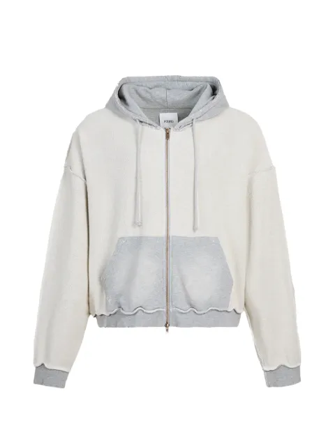 FOUND distressed-effect zip-up hoodie