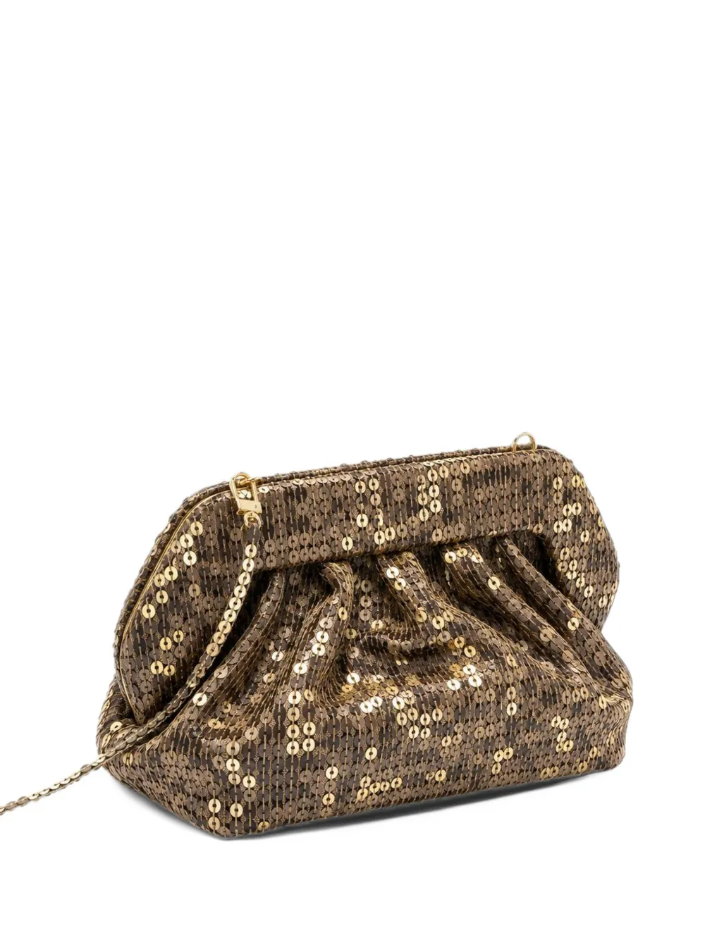 Themoirè small Bios sequin-embellished fringed clutch bag Goud