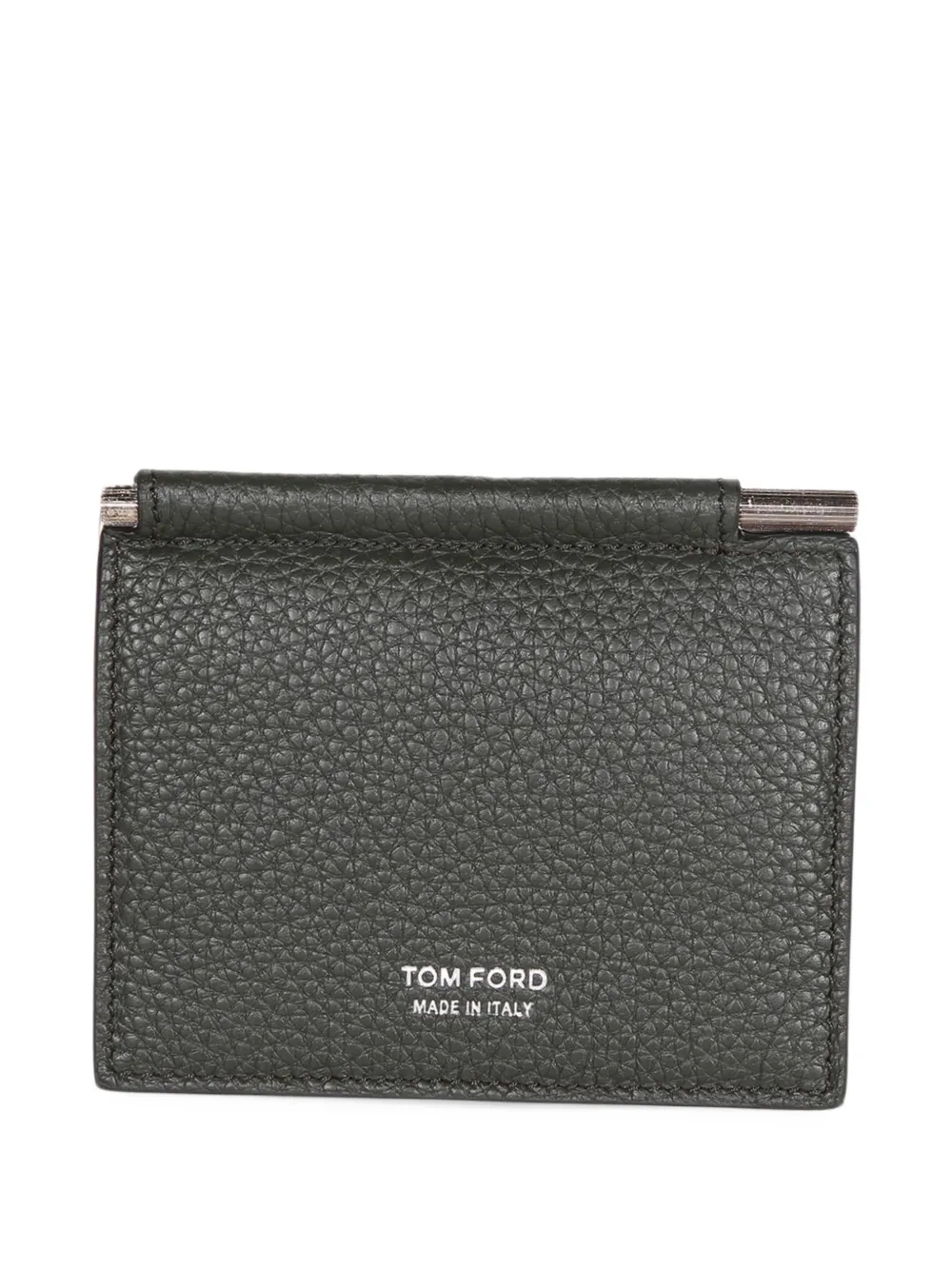 TOM FORD grained-leather money clip wallet - Verde