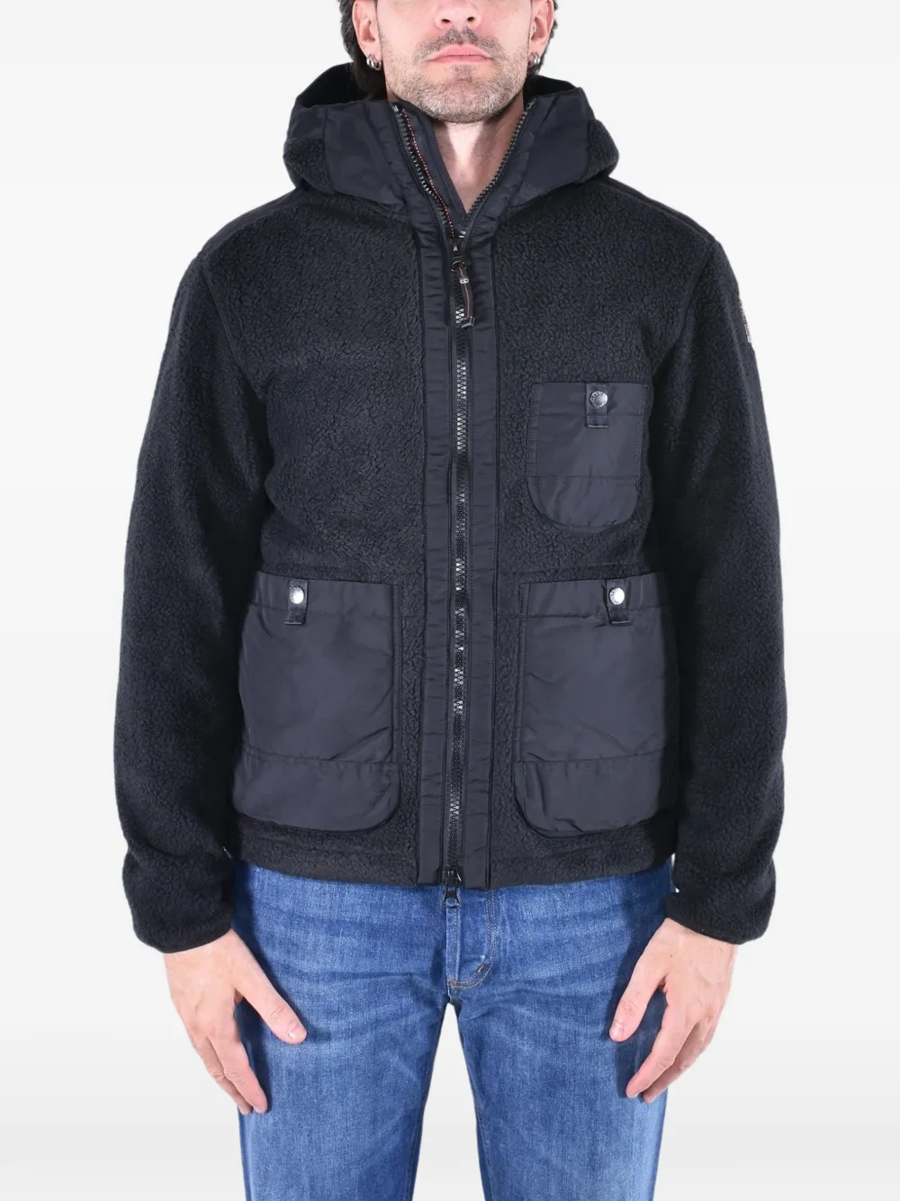 Parajumpers Sundre panelled fleece hoodie Zwart