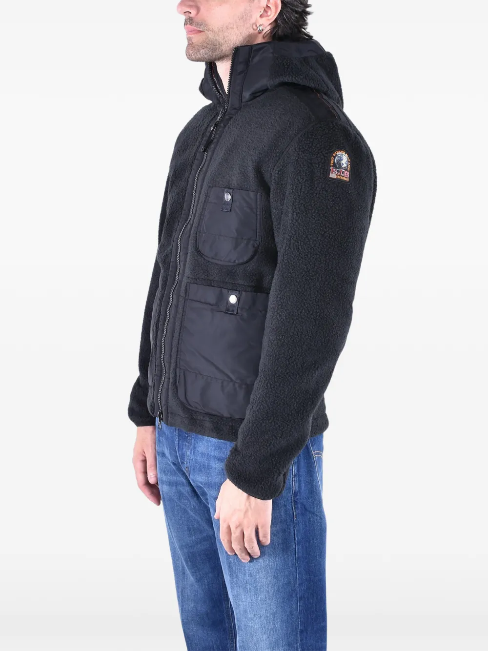 Parajumpers Sundre panelled fleece hoodie Zwart