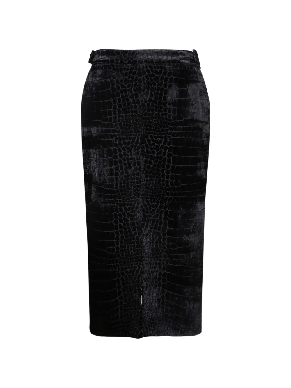 TOM FORD croc-effect velvet midi skirt Zwart