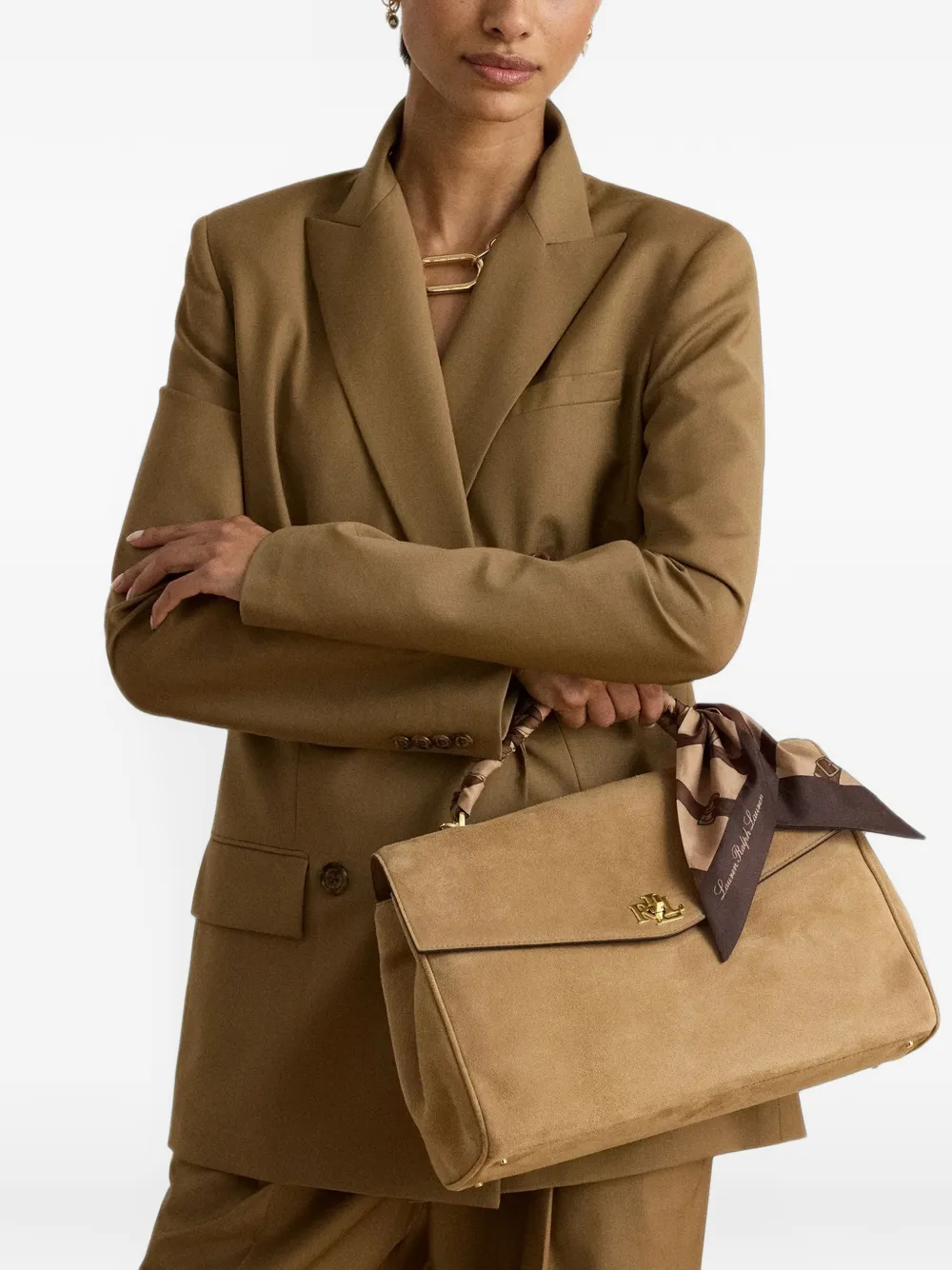 Lauren Ralph Lauren Kleine Farrah suède shopper Beige
