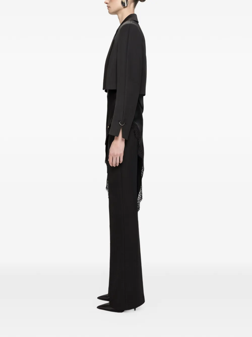 NISSA Cropped oversized blazer van wolblend Zwart