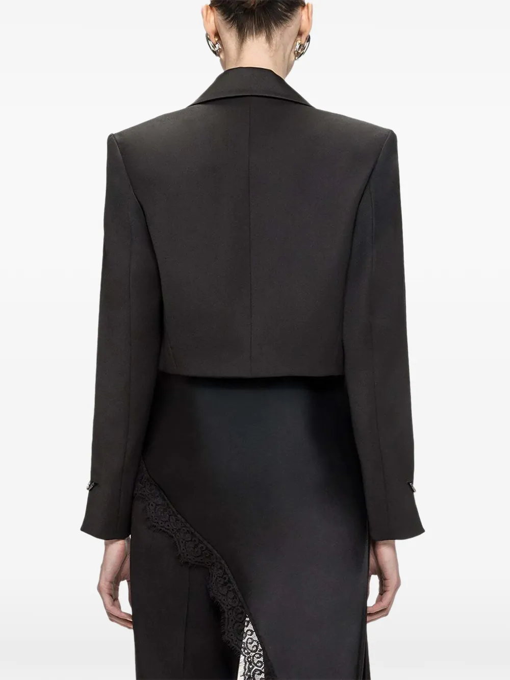 NISSA Cropped oversized blazer van wolblend Zwart