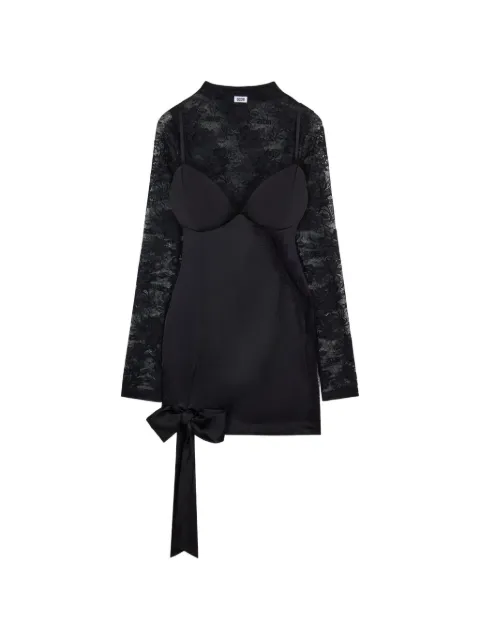 GCDS lace-panel bow-detail mini dress