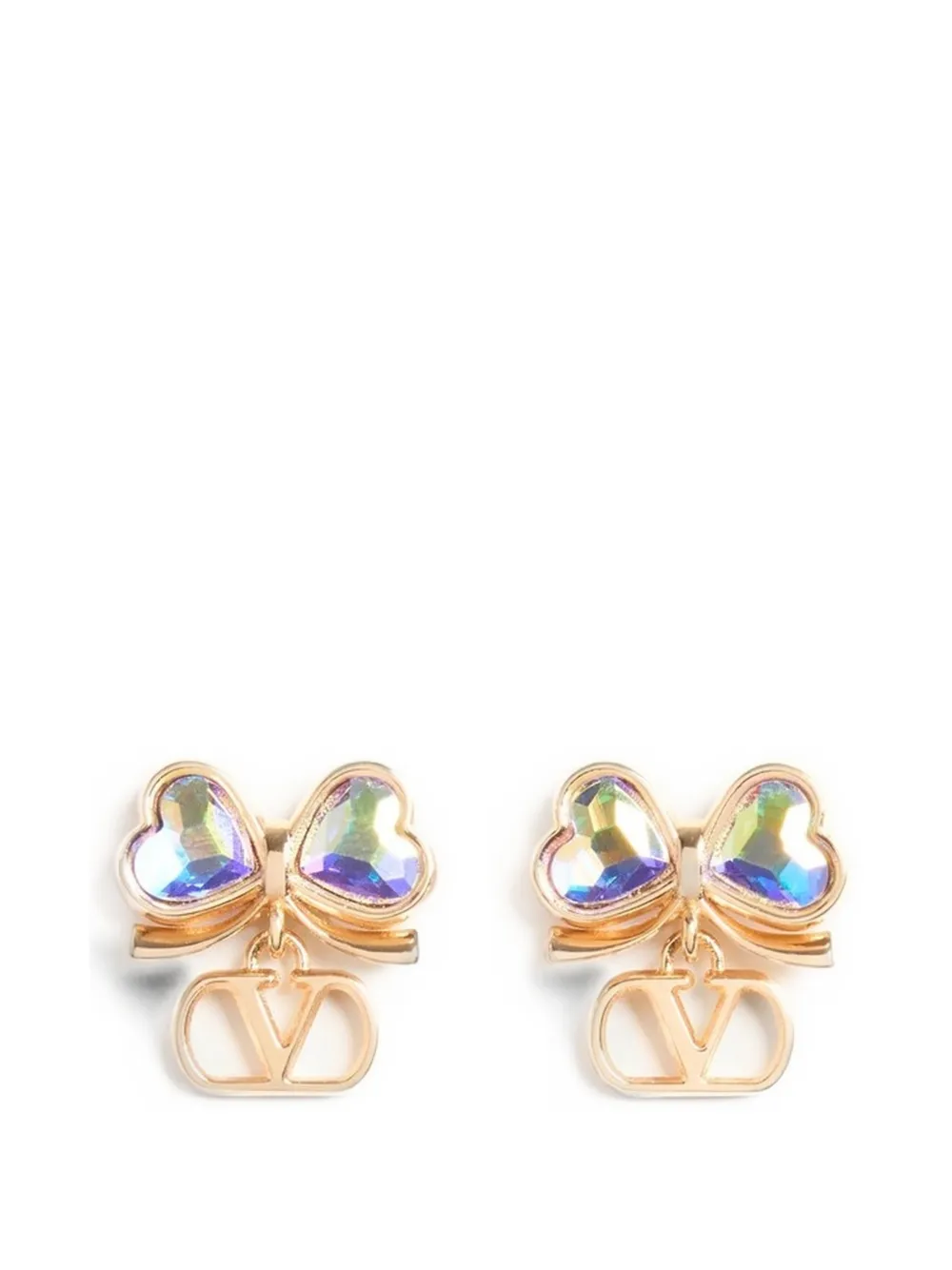 Valentino Garavani Vlogo floc earrings in metal and crystals - Gold