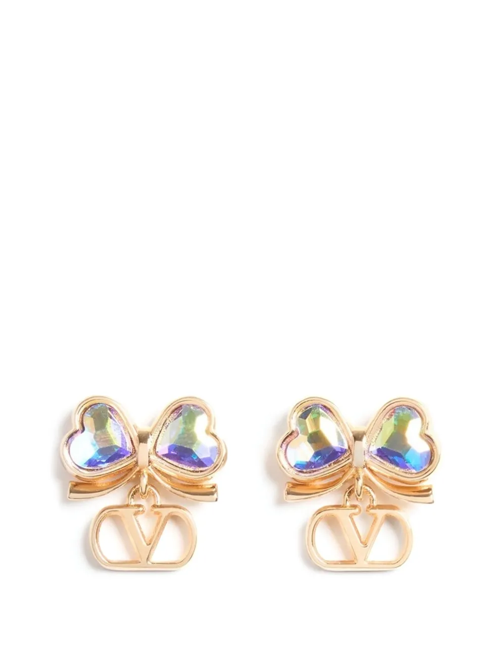 Valentino Garavani Vlogo floc earrings in metal and crystals - Oro
