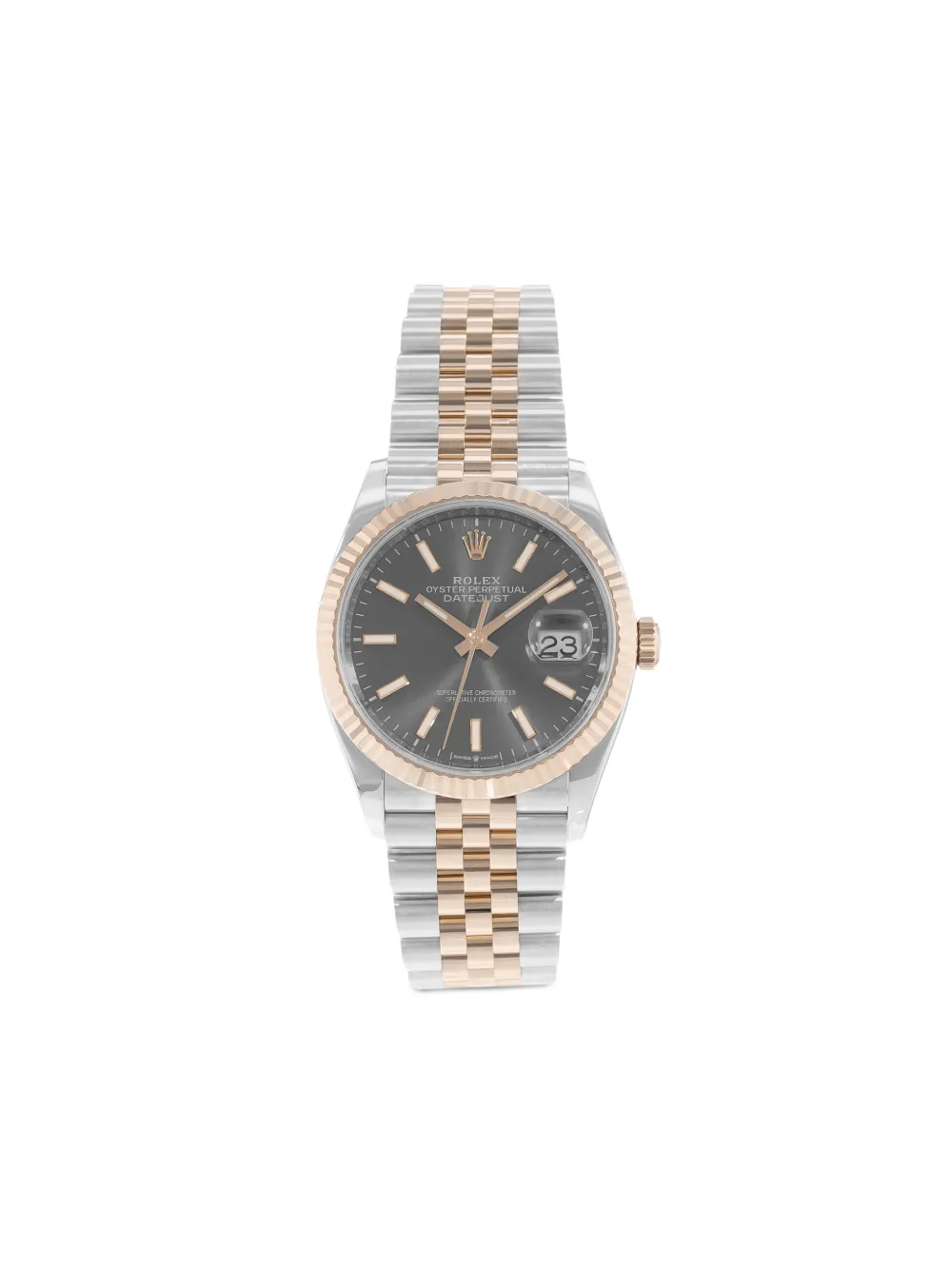 Rolex 2019 Datejust Armbanduhr mit geriffelter Lünette 36mm - Grau
