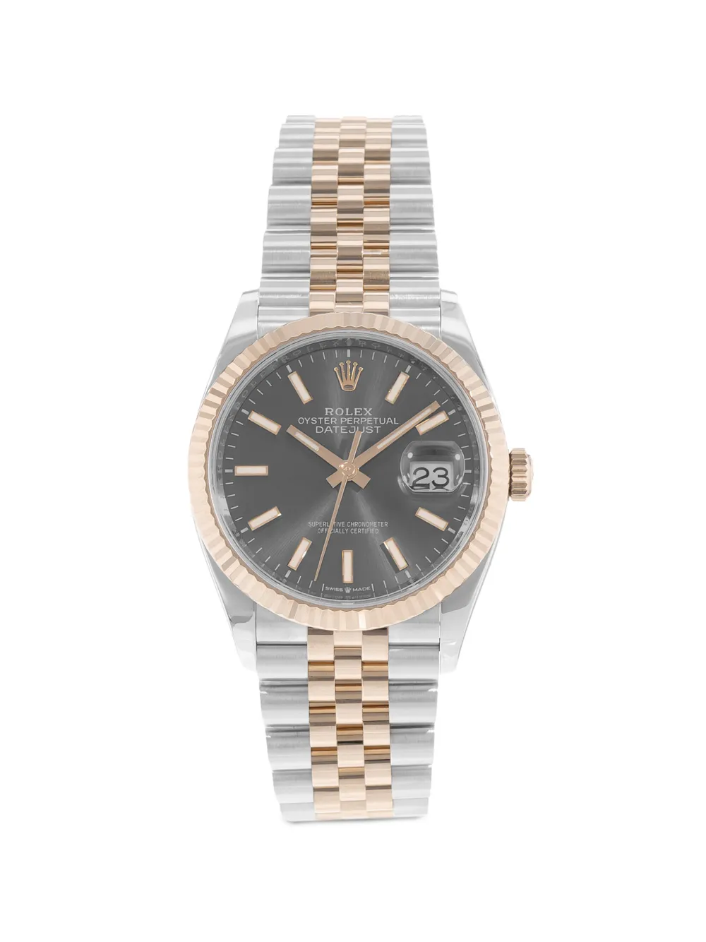Rolex Orologio Datejust 36mm con lunetta scanalata 2019 - Grigio