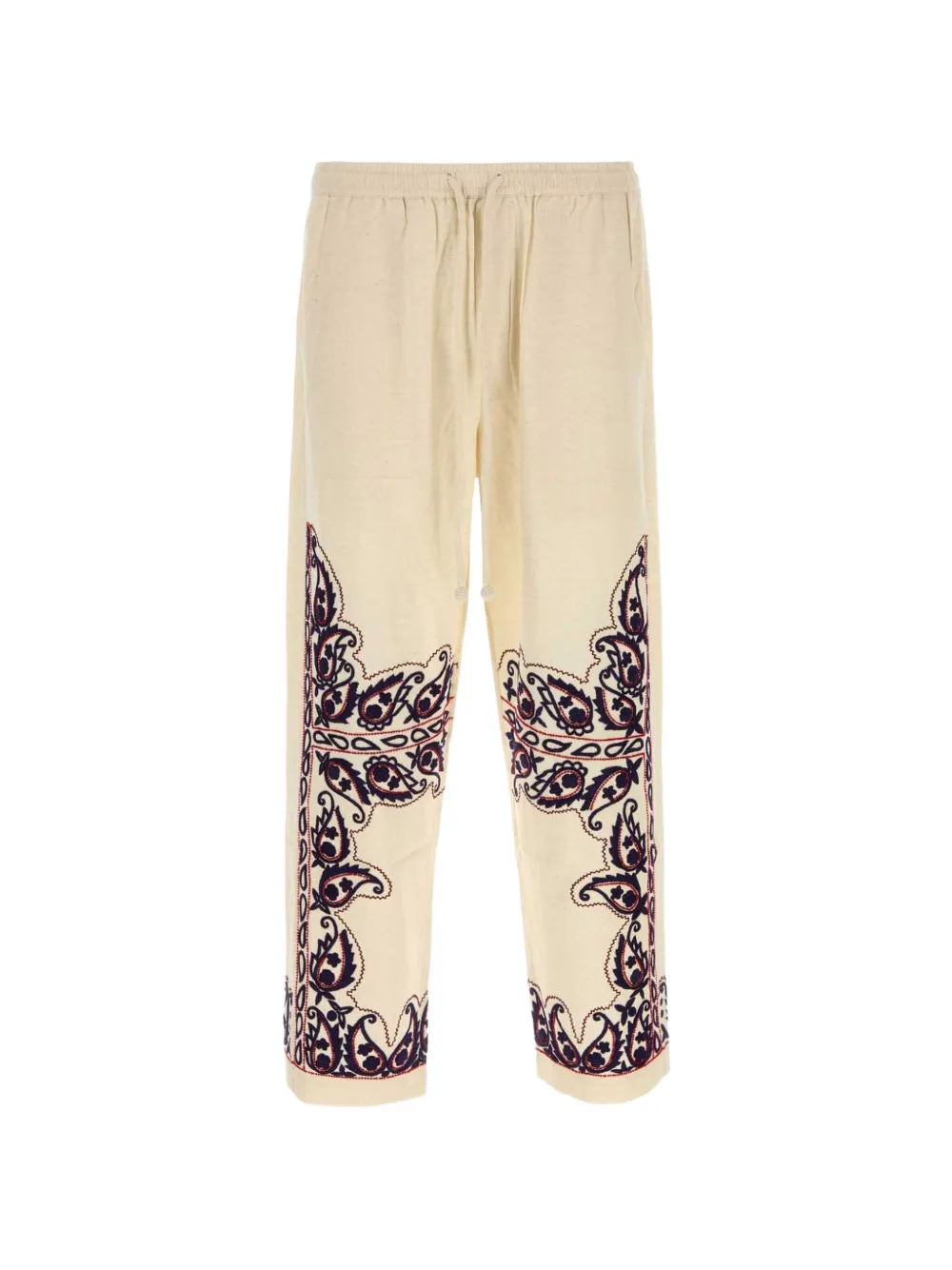 Baziszt Memento paisley-embroidered silk trousers - Tons neutres