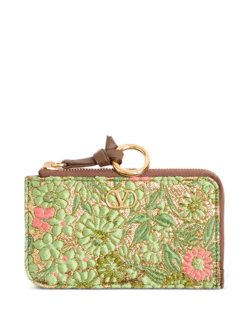 Valentino Garavani Portamonete VLogo Signature a fiori jacquard - Verde