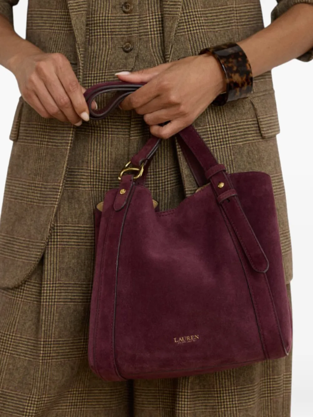 Lauren Ralph Lauren Tasha suède shopper Rood
