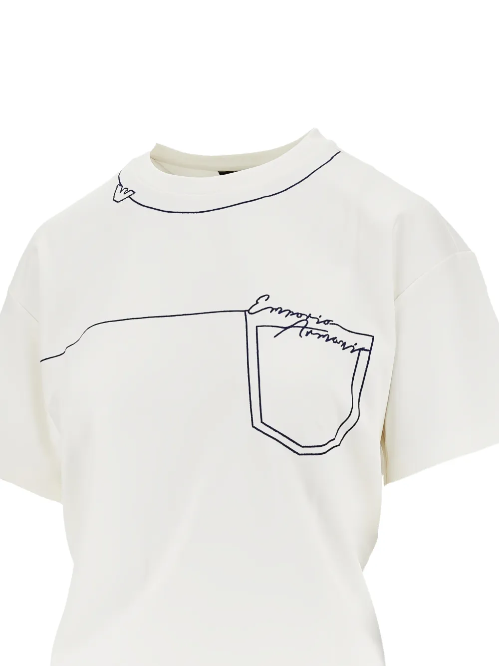 Emporio Armani T-shirt van stretch viscose met een zakdetail Beige
