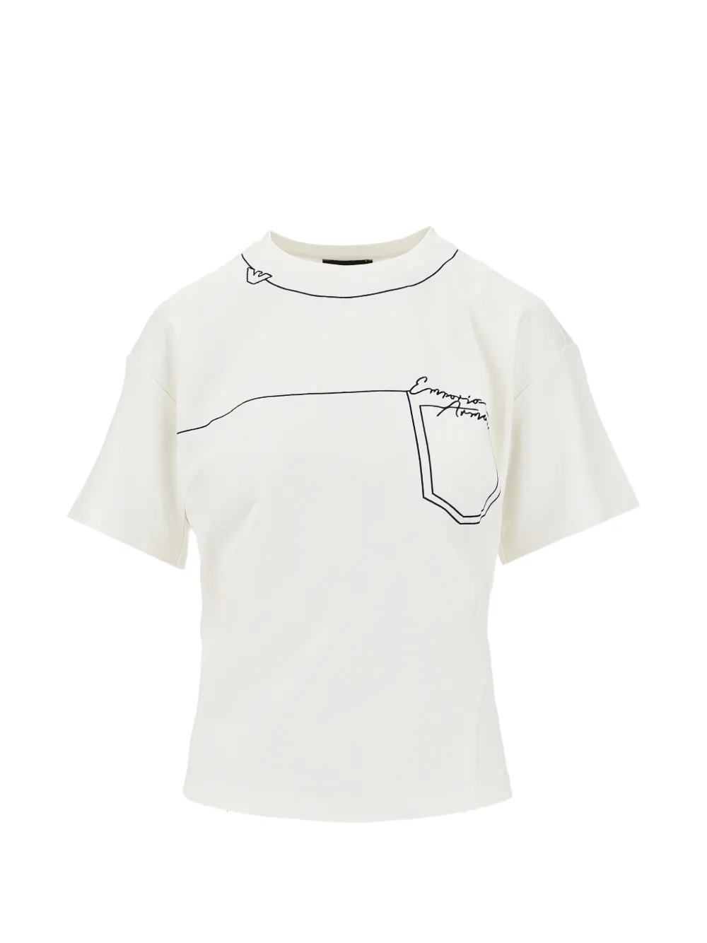 Emporio Armani T-shirt in stretch viscose with a pocket outline - Toni neutri