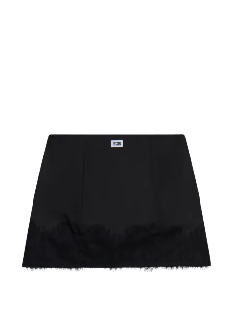 GCDS lace-trim satin mini skirt