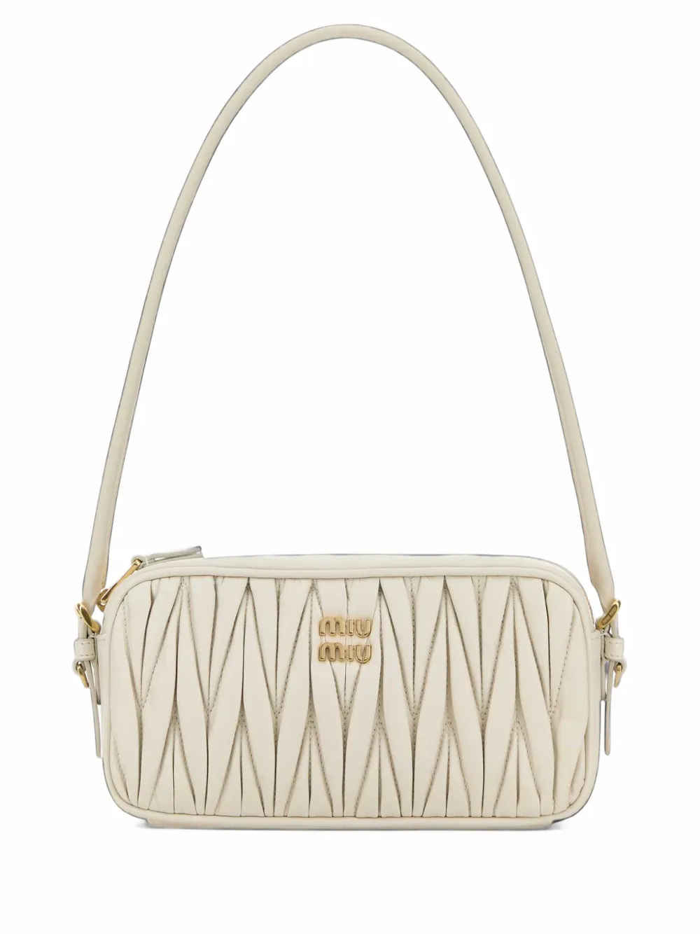 Miu Miu Matelassé nappa leather pouch - Nude