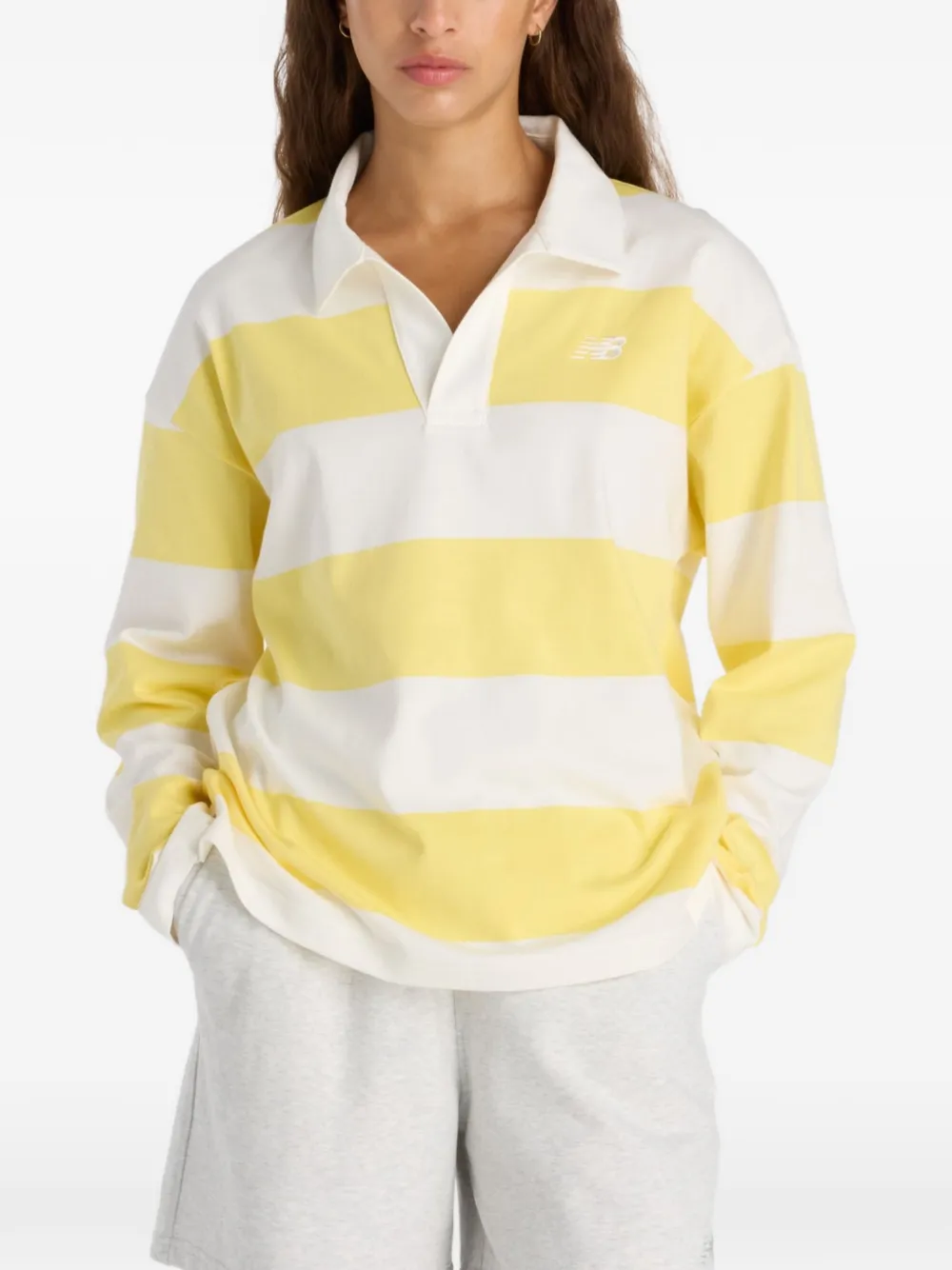 New Balance striped long-sleeve rugby shirt - Weiß