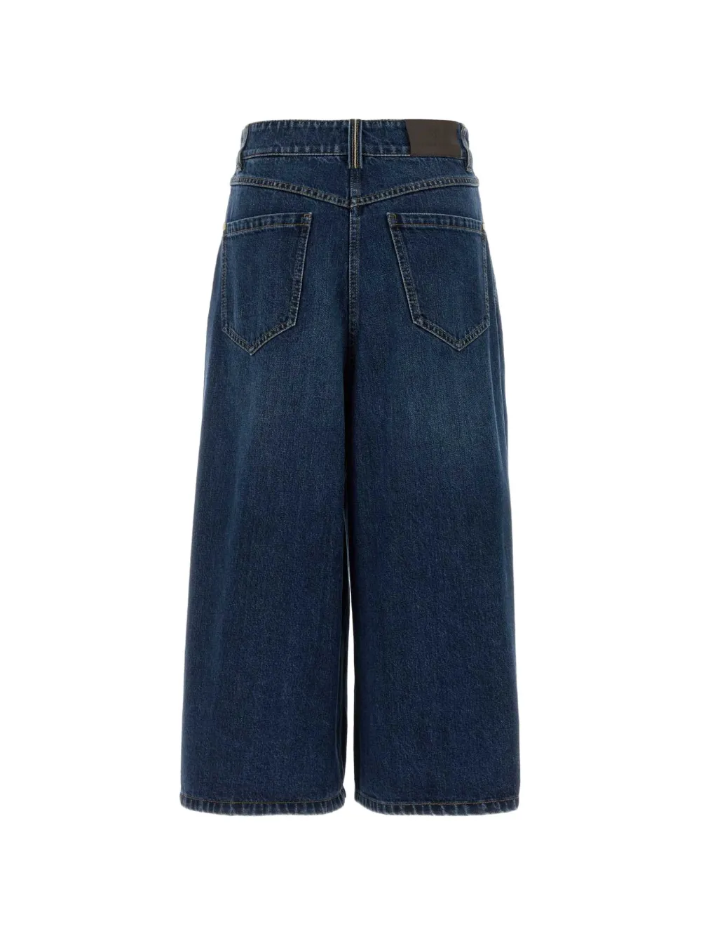 Brunello Cucinelli Authentic denim baggy cropped trousers with Monili Blauw