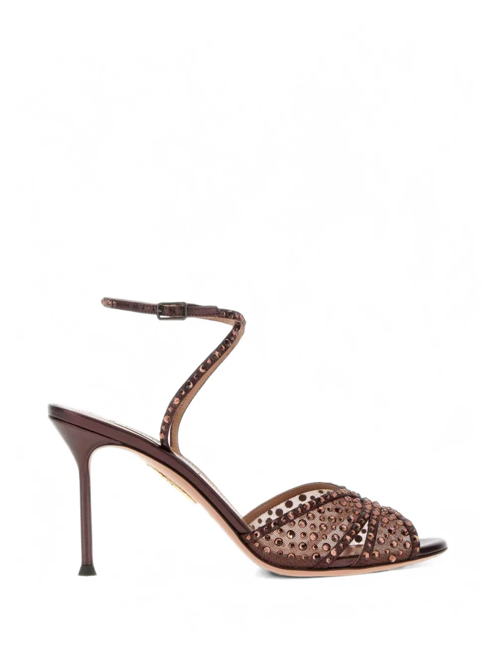 Aquazzura Lover embellished tulle sandals - Braun