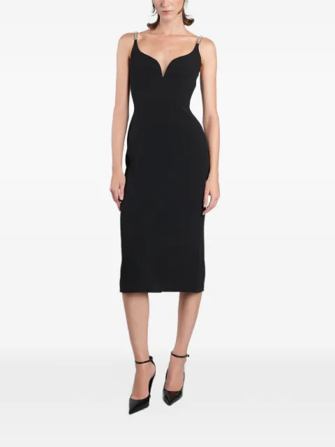 David Koma crystal-embellished V-neck midi dress