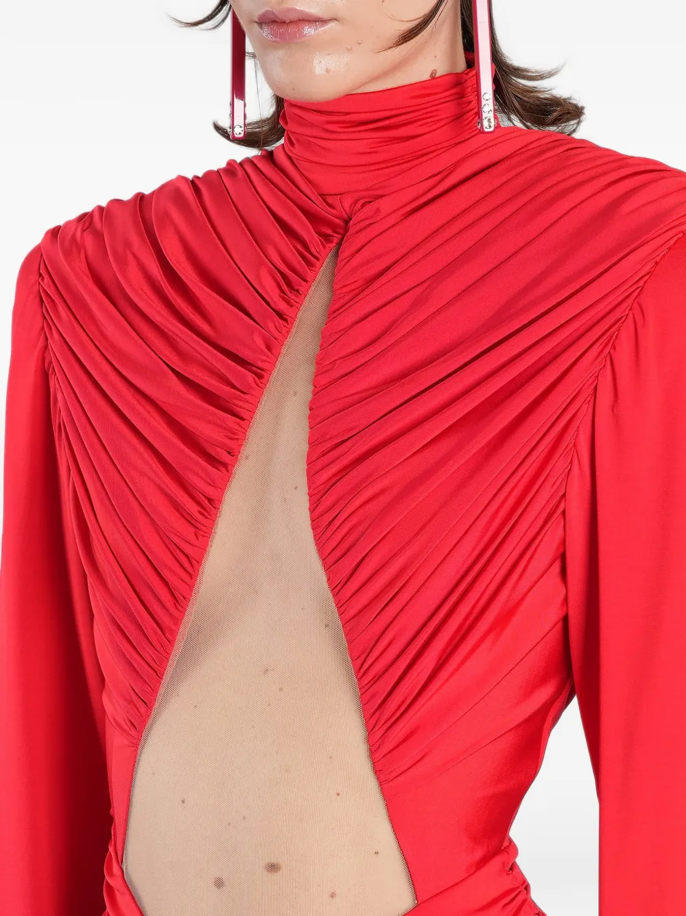 David Koma cut-out ruched mini dress Rood