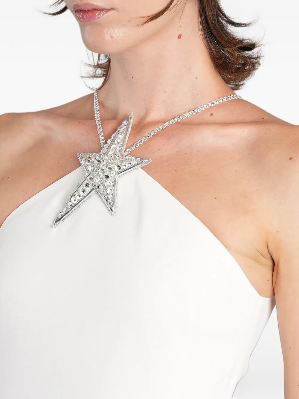 David Koma star-embellished halterneck mini dress Wit