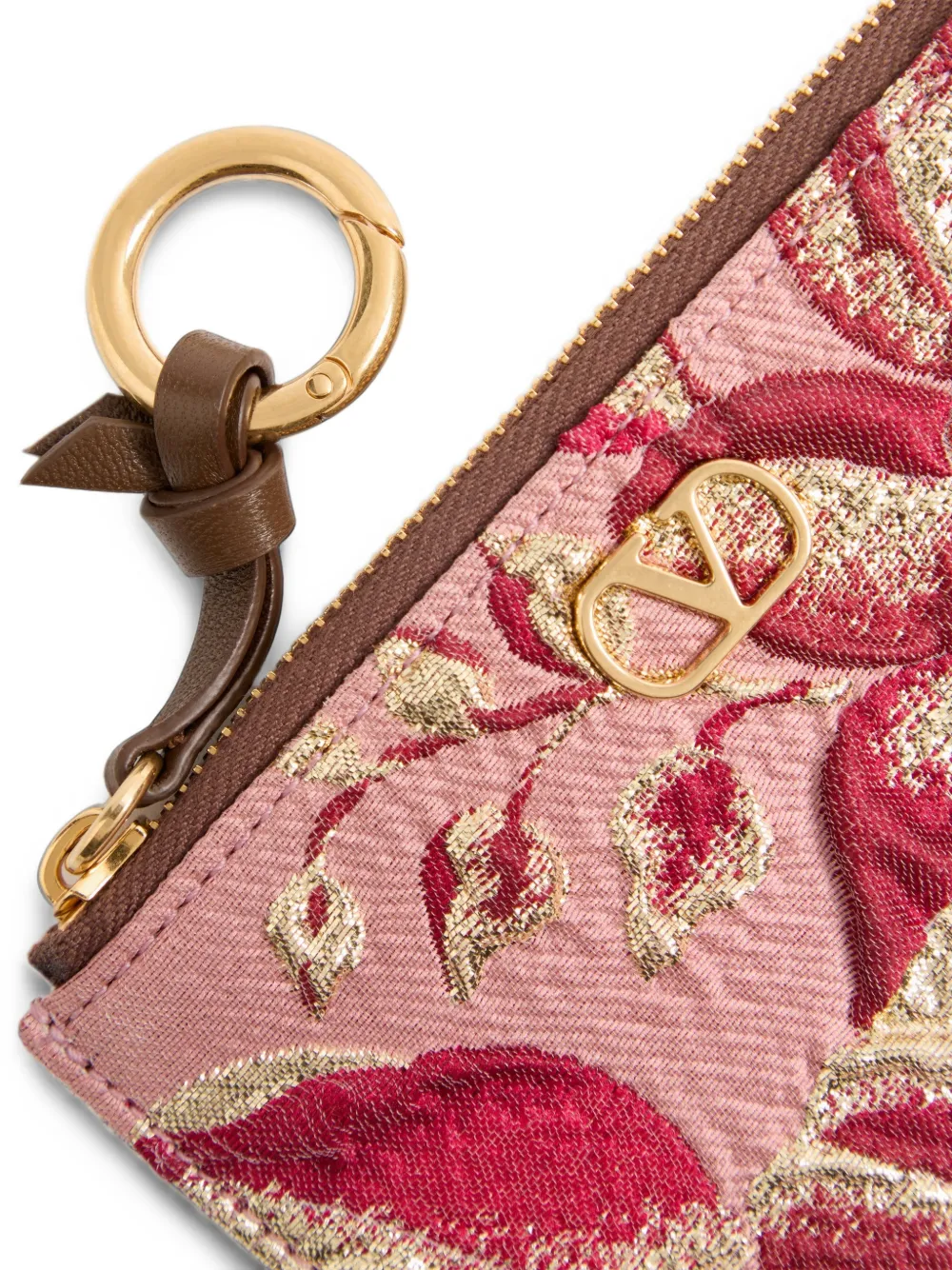 Valentino Garavani VLogo Signature portemonnee pasjeshouder van cloqué jacquard en leer Roze