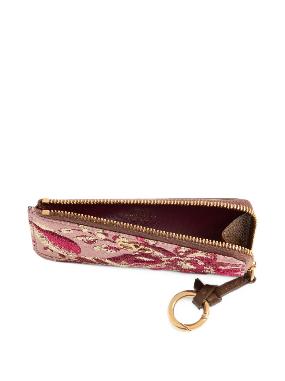 Valentino Garavani VLogo Signature portemonnee pasjeshouder van cloqué jacquard en leer Roze