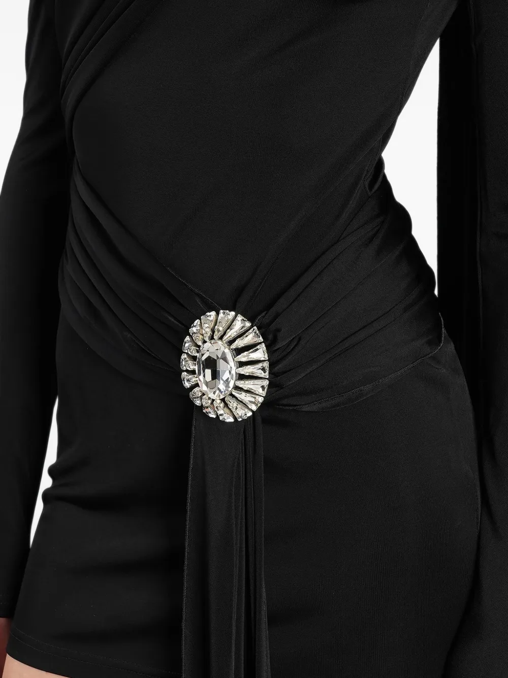 David Koma crystal-embellished one-shoulder mini dress Zwart