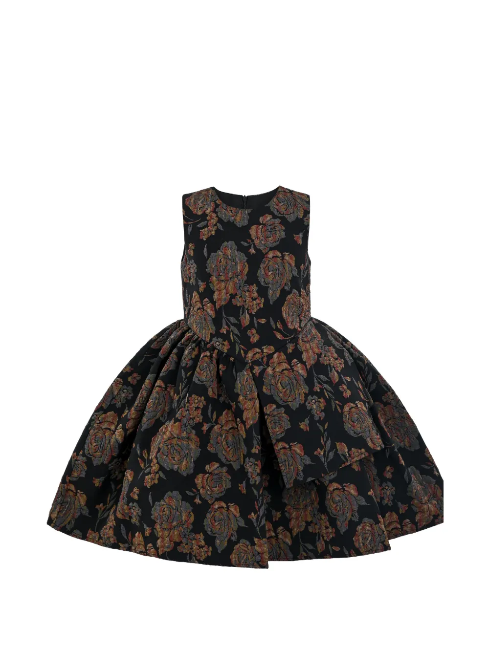 Tulleen robe plissée Emelina à fleurs - Noir
