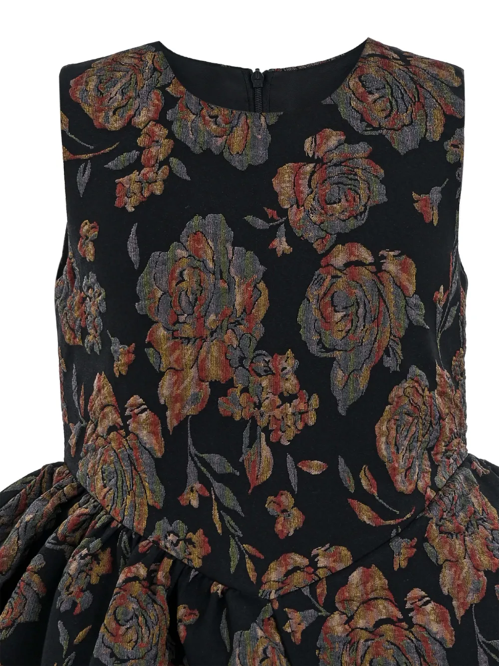 Tulleen Emelina geplooide jurk met bloemen-print Zwart