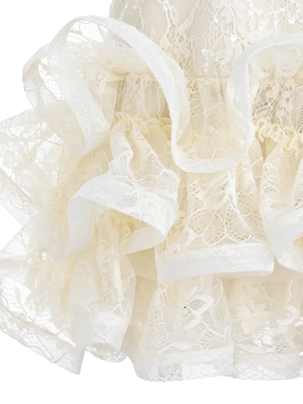Tulleen Yelena jurk met ruches en kant Beige